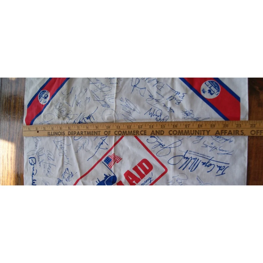 Vintage 1985 Farm Aid Benefit Bandana USA Printed Autographs Scarf Handkerchief